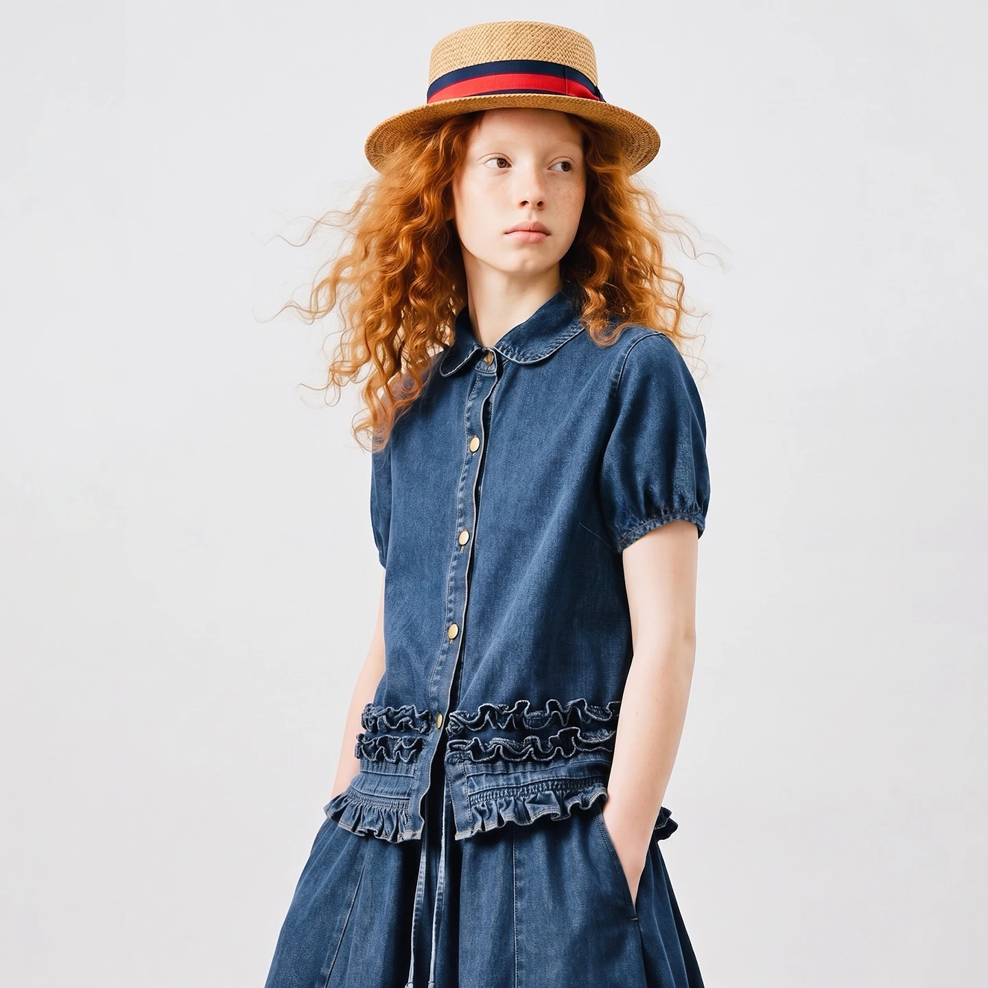 imakokoni Summer Original Washed Retro Art Peter Pan Collar Loose Short Sleeve Top Casual Blue Denim Shirt 265441
imakokoni Summer Original Washed Retro Art Peter Pan Collar Loose Short Sleeve Top Casual Blue Denim Shirt 265441