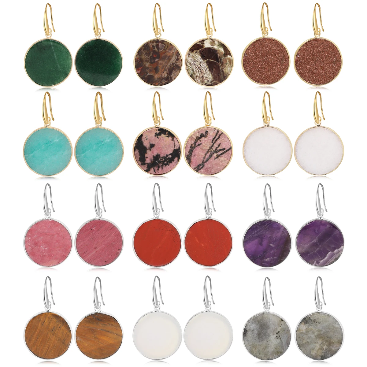 Exaggerated Western-style Round Natural Stone Earrings Fashionable High-end Tiger's Eye Amethyst Etc Suitable Various Occasions
Exaggerated Western-style Round Natural Stone Earrings Fashionable High-end Tiger's Eye Amethyst Etc Suitable Various Occasions