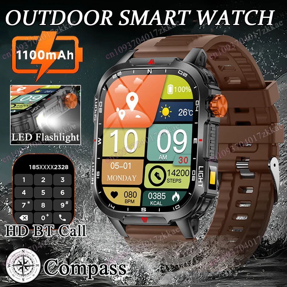 Новый уличный светодиодный фонарик, умные часы, 1100 мАч, аккумулятор, компас, GPS, монитор здоровья, Bluetooth-вызов, водонепроницаемые умные часы 2025
Новый уличный светодиодный фонарик, умные часы, 1100 мАч, аккумулятор, компас, GPS, монитор здоровья, Bluetooth-вызов, водонепроницаемые умные часы 2025