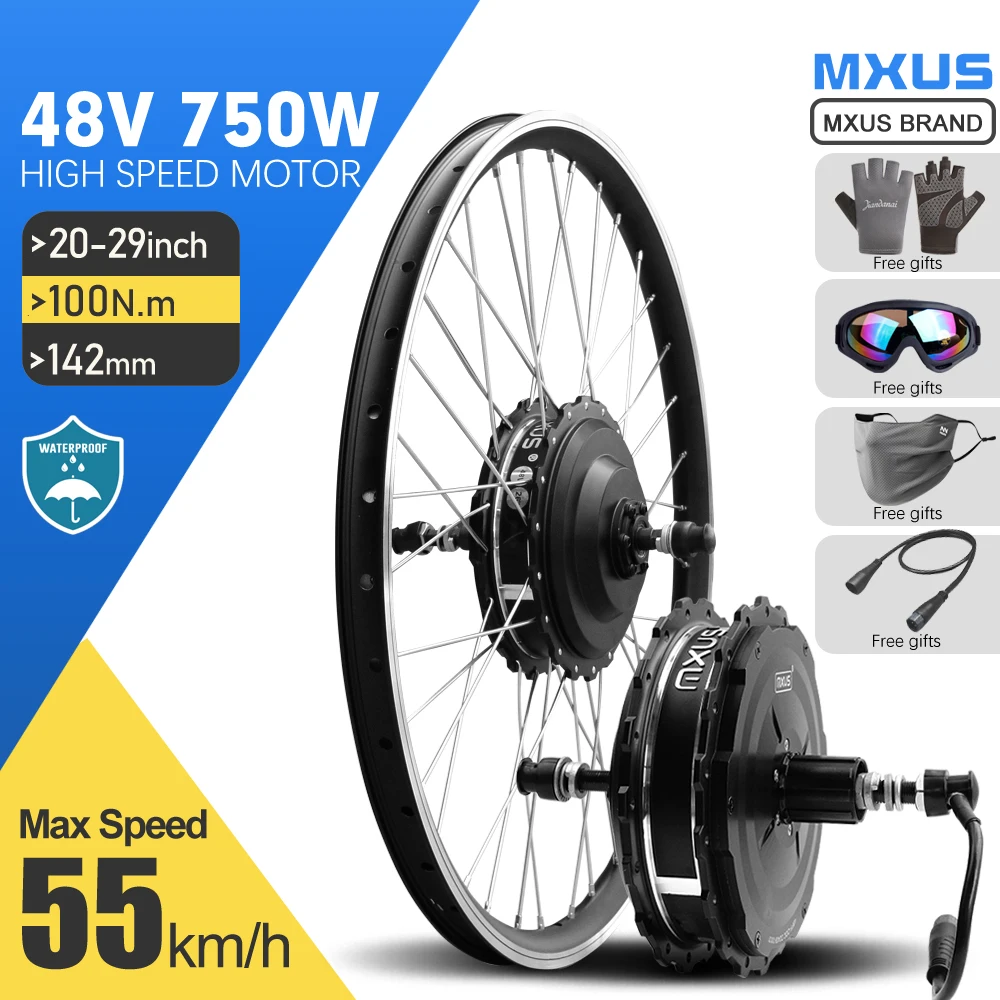 MXUS E-bike Conversion Kit 48V 750W Hub Motor Brushless Gear Hub Motor Kit Rear Motor Wheel for 20in-700C Rear Cassette Motor
MXUS E-bike Conversion Kit 48V 750W Hub Motor Brushless Gear Hub Motor Kit Rear Motor Wheel for 20in-700C Rear Cassette Motor