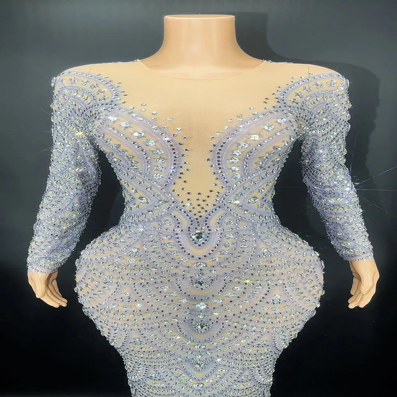 Birthday Dress Luxury Singer Stage show Rhinestone Long Sleeves Mesh Dresses Transparent Outfit
Birthday Dress Luxury Singer Stage show Rhinestone Long Sleeves Mesh Dresses Transparent Outfit