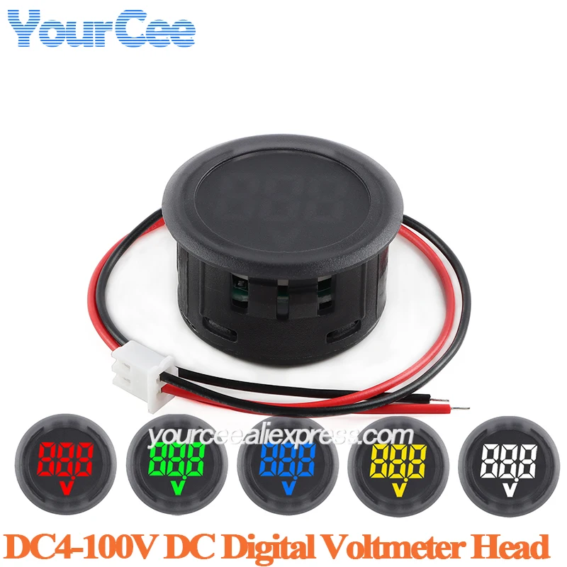 DC digital voltmeter head display LED digital display DC4-100V circular two-wire voltmeter reverse connection protection
DC digital voltmeter head display LED digital display DC4-100V circular two-wire voltmeter reverse connection protection
