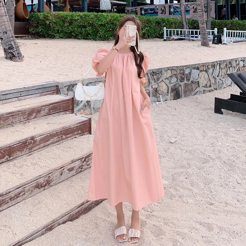 2022 Summer New Elegant Party Beach Pink Dress Puff Short Sleeve Backless Sweet Dresses For Women Vacation Fashion Beach Clothes
2022 Summer New Elegant Party Beach Pink Dress Puff Short Sleeve Backless Sweet Dresses For Women Vacation Fashion Beach Clothes