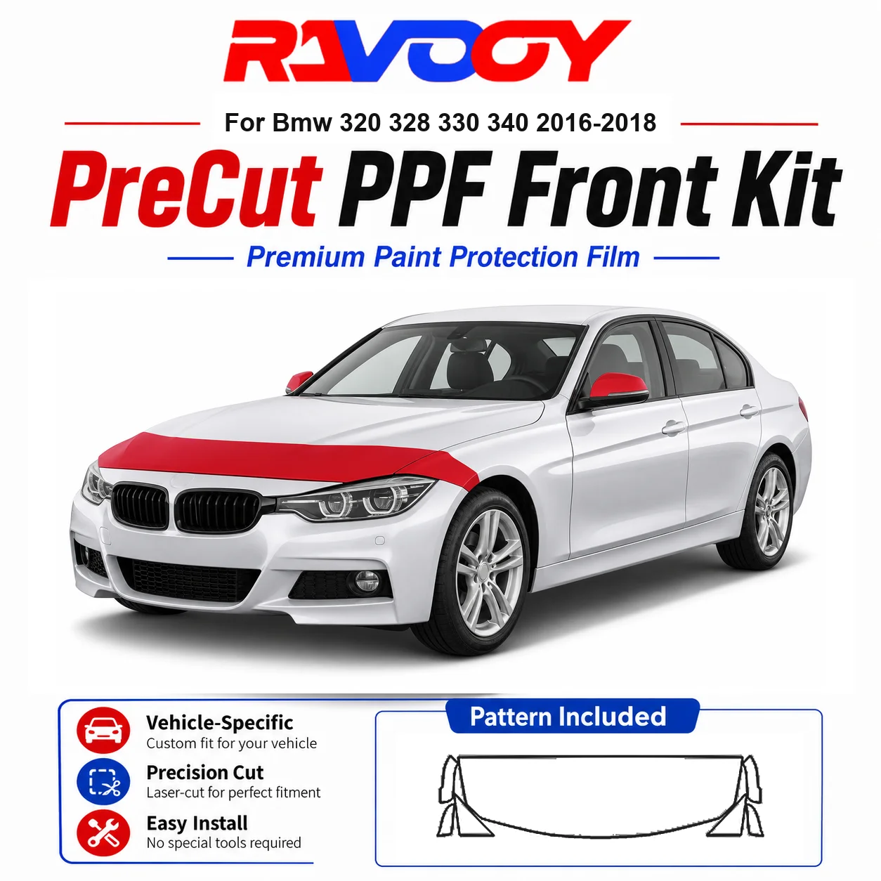 8.5mil TPU Precut PPF Kit For BMW 320 328 330 340 2016-2018 - Hood, Fenders & Mirror Set - Self-Healing Clear Bra Film
8.5mil TPU Precut PPF Kit For BMW 320 328 330 340 2016-2018 - Hood, Fenders & Mirror Set - Self-Healing Clear Bra Film