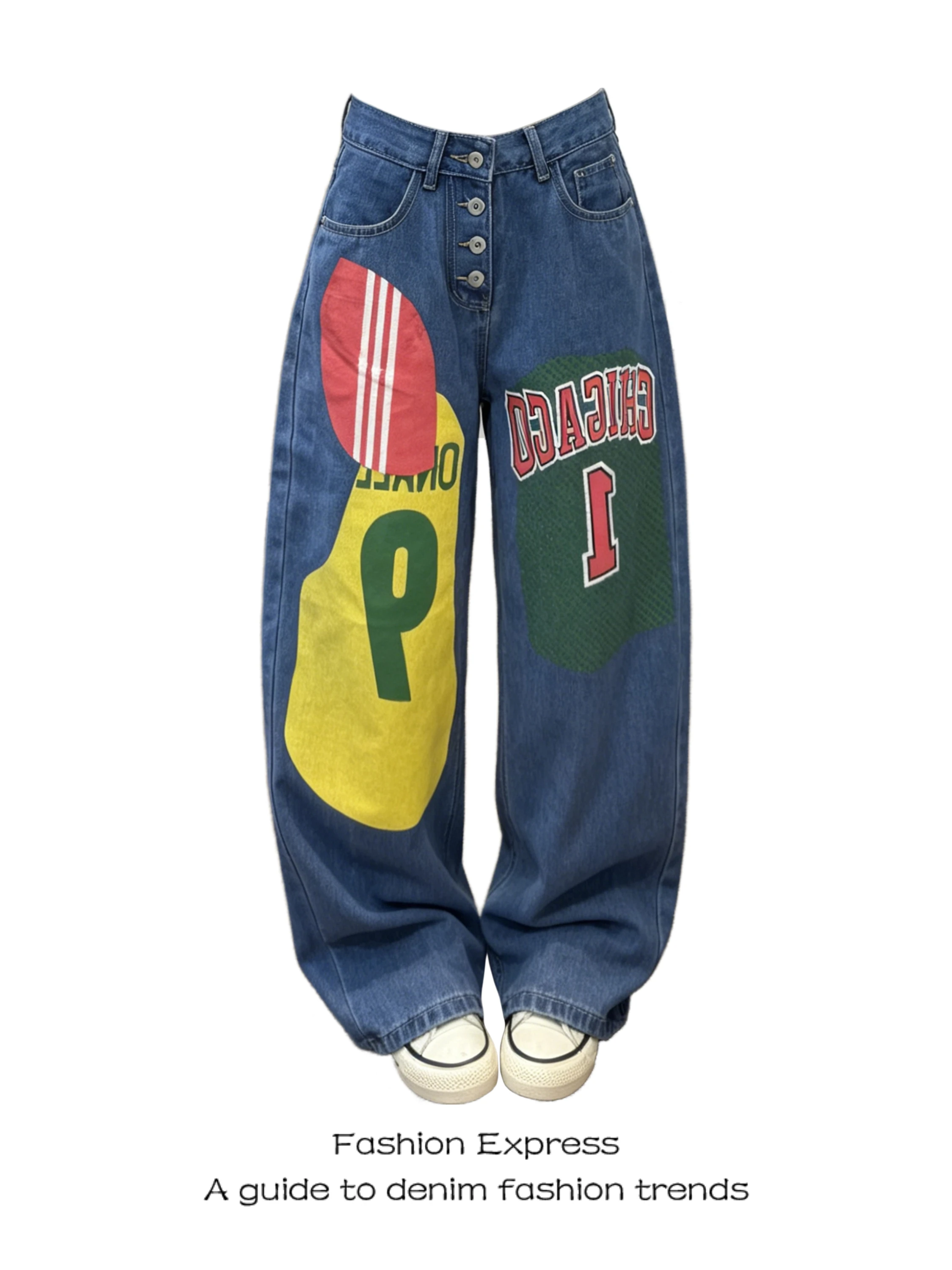 Retro American Denim Wide Leg Loose Women's Trendy Personalized Patch Print Spicy Bf Lazy Style Floor-Length Pants
Retro American Denim Wide Leg Loose Women's Trendy Personalized Patch Print Spicy Bf Lazy Style Floor-Length Pants