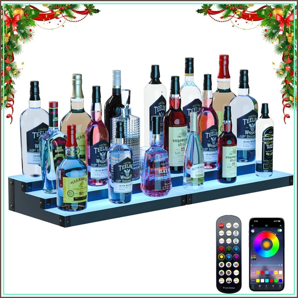 3-Tier 32" LED Illuminated Bar Bottle Display Rack, Multi-Color Whiskey Rack, Tabletop Wine Rack with RF Remote & App Control, Ideal for Home Bar, Whiskey Lovers Gift
3-Tier 32" LED Illuminated Bar Bottle Display Rack, Multi-Color Whiskey Rack, Tabletop Wine Rack with RF Remote & App Control, Ideal for Home Bar, Whiskey Lovers Gift