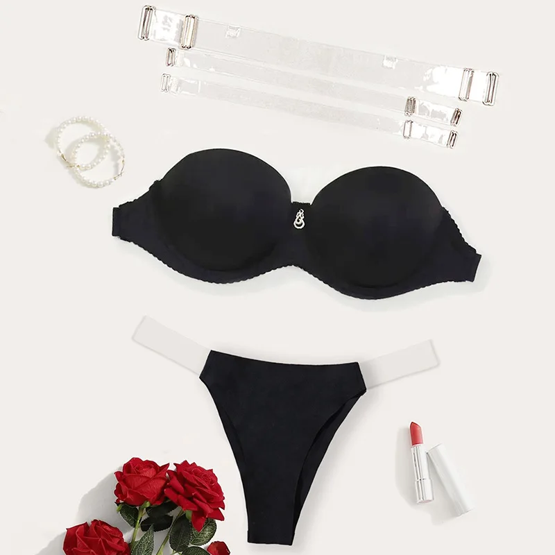 Invisible shoulder strap bra set women's removable transparent shoulder strap backless bra seamless low-rise underwear
Invisible shoulder strap bra set women's removable transparent shoulder strap backless bra seamless low-rise underwear