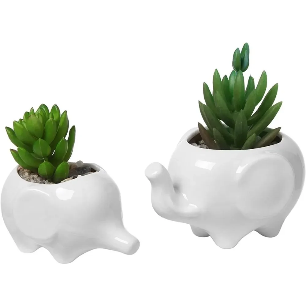 Planting Pots Set of 2 Cute Elephant White Ceramic Flower Pot with Tray for Succulents Cactus Plants Small Planter Home Garden
Planting Pots Set of 2 Cute Elephant White Ceramic Flower Pot with Tray for Succulents Cactus Plants Small Planter Home Garden