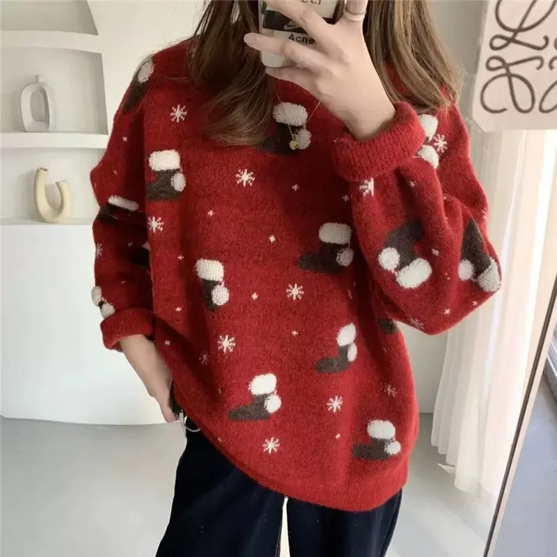 Autumn Winter Women Sweater Christmas Socks Patterns Knitted Tops Pullover Christmas Sweaters Xmas Knitwear Jumpers свитер
Autumn Winter Women Sweater Christmas Socks Patterns Knitted Tops Pullover Christmas Sweaters Xmas Knitwear Jumpers свитер