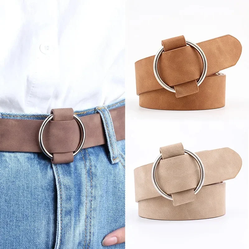 Women Leather Belt Fashion Round Metal Buckle Female Leisure Dress Jeans Wild Without Pin Strap All-match Lady Adjustable Belts
Women Leather Belt Fashion Round Metal Buckle Female Leisure Dress Jeans Wild Without Pin Strap All-match Lady Adjustable Belts