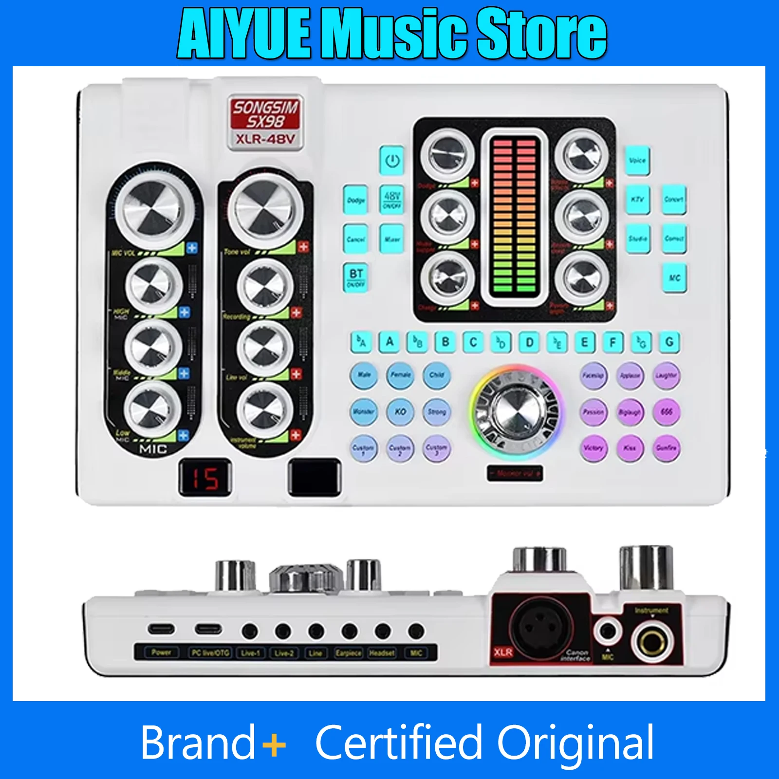 SX98 Sound Card English Version White 48V Sound Card Device Phone Computer Set K Song Professional Sound Card Recording Studios
SX98 Sound Card English Version White 48V Sound Card Device Phone Computer Set K Song Professional Sound Card Recording Studios