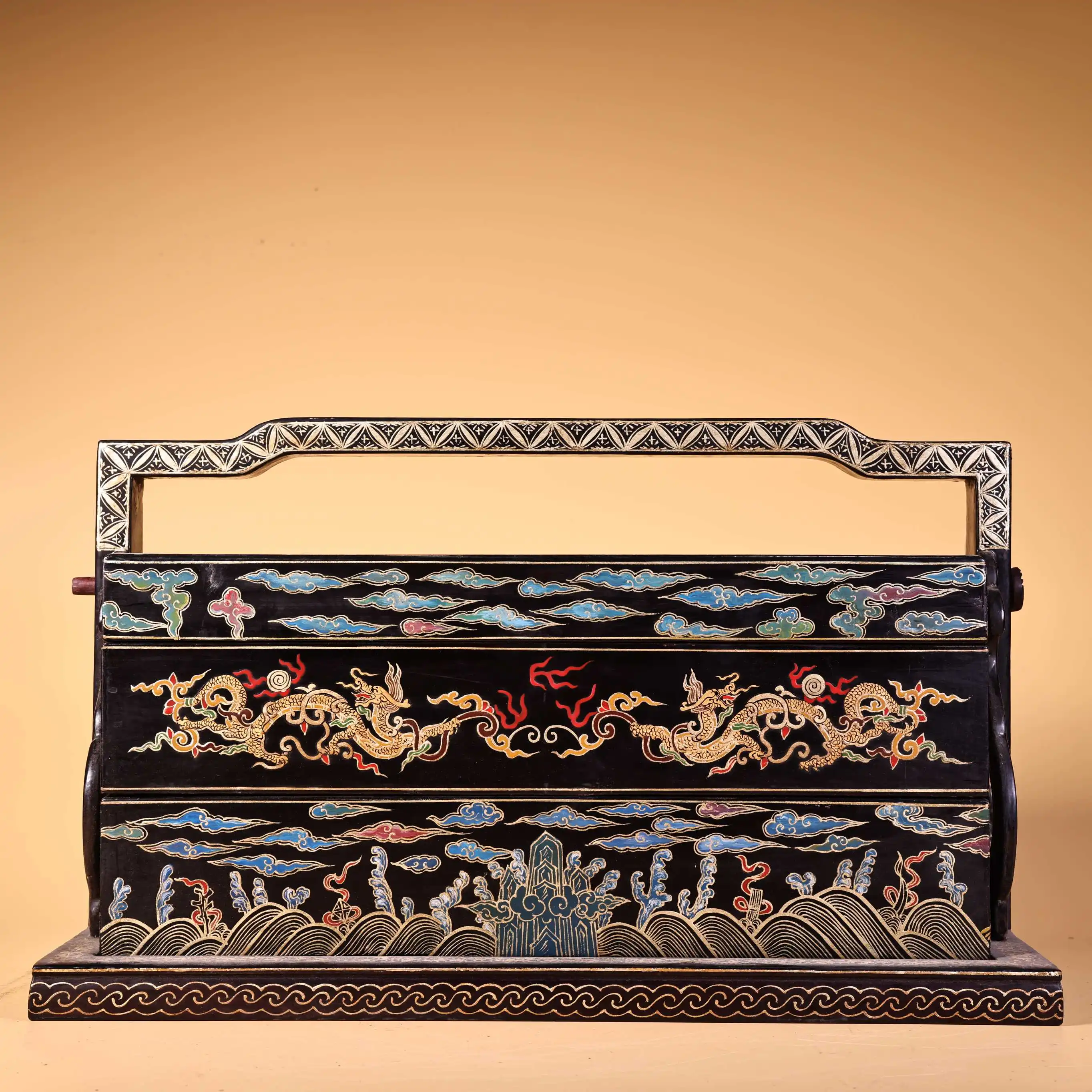 15"Tibetan Temple Collection Old Wood Lacquerware Outline in gold Dragon Texture Storage Box Rice food Box Amass wealth
15"Tibetan Temple Collection Old Wood Lacquerware Outline in gold Dragon Texture Storage Box Rice food Box Amass wealth