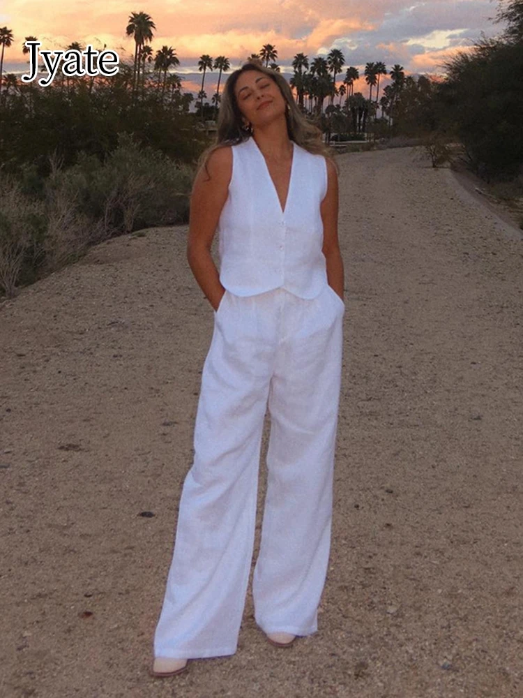 Jyate 2024 Summer Sleeveless Vest Tops + Loose Wide Leg Pants Two Piece Set Women Outfit Casual Street Fashion Trousers Sets
Jyate 2024 Summer Sleeveless Vest Tops + Loose Wide Leg Pants Two Piece Set Women Outfit Casual Street Fashion Trousers Sets