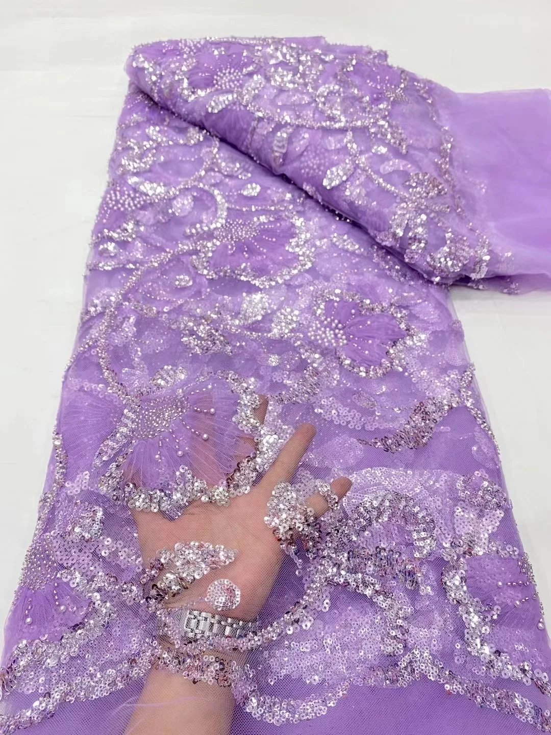 Luxury Embroidery Handmade Beaded Tulle Lace Fabric 2024 High Quality African with Sequin Fabric for Wedding Dress ND5932
Luxury Embroidery Handmade Beaded Tulle Lace Fabric 2024 High Quality African with Sequin Fabric for Wedding Dress ND5932