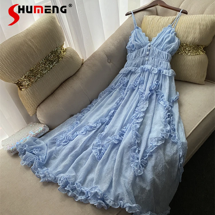 2022 Summer New Women French Style Fashion First Love Sweet Long Dress Ladies Sexy Gentle Elegant Solid Chiffon Suspender Dress
2022 Summer New Women French Style Fashion First Love Sweet Long Dress Ladies Sexy Gentle Elegant Solid Chiffon Suspender Dress