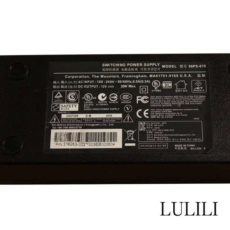 TV Home Theater Head Power Supply 12V20W 96PS-070 for BOSE Lifestyle T10/T20/V10/V20/V25/V30/V35 12V 1A 20W Switching
TV Home Theater Head Power Supply 12V20W 96PS-070 for BOSE Lifestyle T10/T20/V10/V20/V25/V30/V35 12V 1A 20W Switching