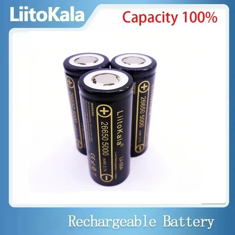 LiitoKala lii-50A 26650 5000mah lithium battery 3.7V 5000mAh rechargeable battery suitable for flashligh
LiitoKala lii-50A 26650 5000mah lithium battery 3.7V 5000mAh rechargeable battery suitable for flashligh