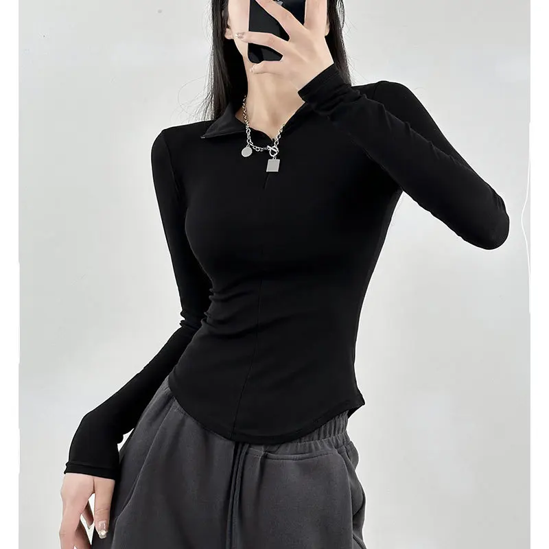 Long Sleeve Neck Fleece Lined Slim Fit Base Layer Shirt Women's Autumn Winter Fashionable Thinming Hot Girl T-Shirt
Long Sleeve Neck Fleece Lined Slim Fit Base Layer Shirt Women's Autumn Winter Fashionable Thinming Hot Girl T-Shirt