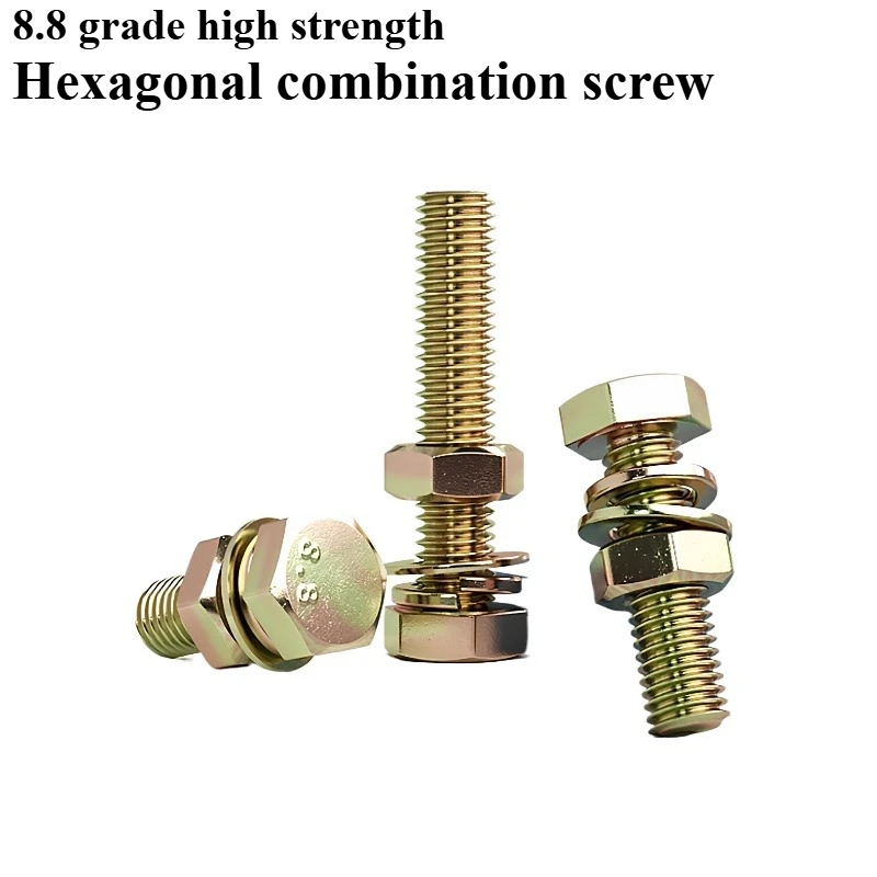 Grade 8.8 Hex Bolt Nut Set with Flat & Spring Washers, Galvanized Carbon Steel high-strength combination set M6
Grade 8.8 Hex Bolt Nut Set with Flat & Spring Washers, Galvanized Carbon Steel high-strength combination set M6