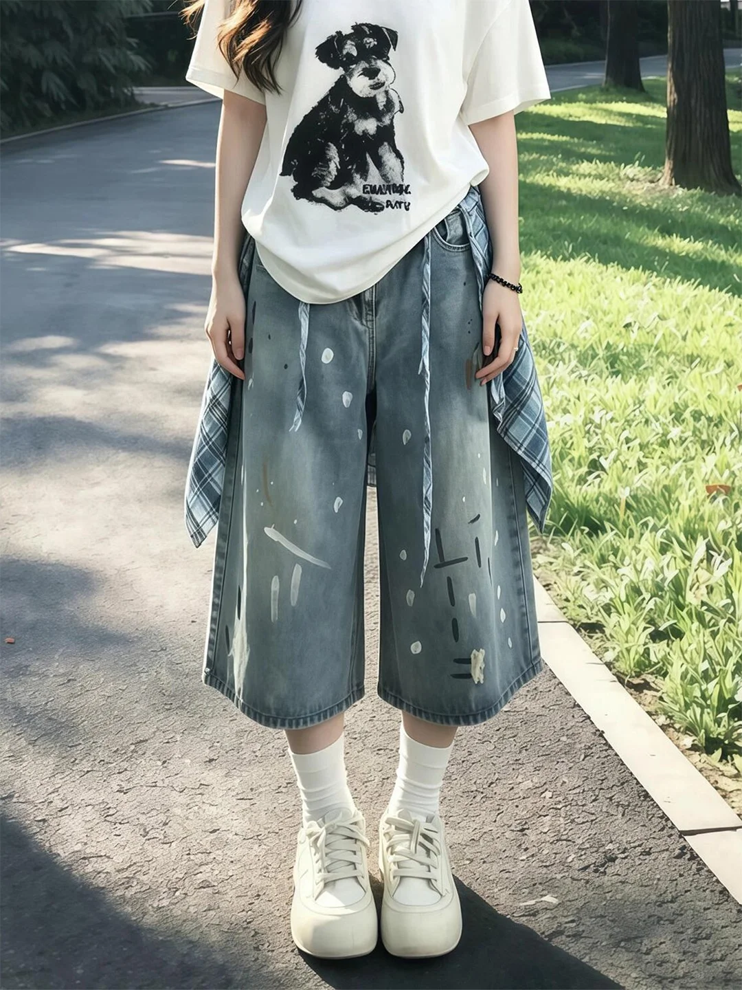 High Waist Wide Leg Thin Version Summer New plus Size Women's Jeans Loose Fit Slimming Effect Color Block Splashed Ink Design
High Waist Wide Leg Thin Version Summer New plus Size Women's Jeans Loose Fit Slimming Effect Color Block Splashed Ink Design