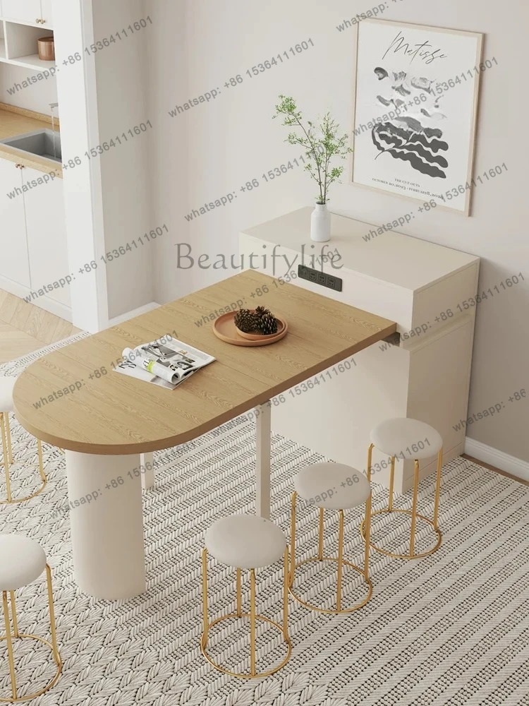 Cream Wind Island Dining Table Integrated Retractable Semicircular Table Oval Folding Small Apartment Dining Table and Chairs
Cream Wind Island Dining Table Integrated Retractable Semicircular Table Oval Folding Small Apartment Dining Table and Chairs