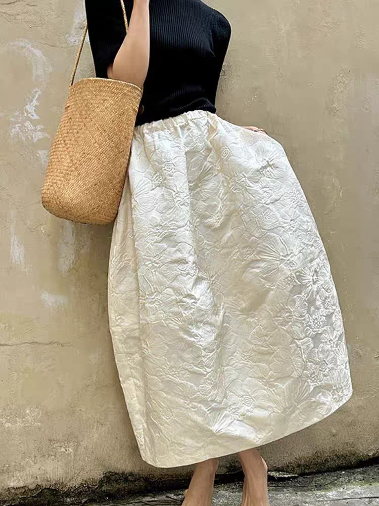 Arrival Spring Summer Arts Style Women Casual Loose Fit Elastic Waist A-line Jacquard Design Ankle-length Skirt Bud Black 2025
Arrival Spring Summer Arts Style Women Casual Loose Fit Elastic Waist A-line Jacquard Design Ankle-length Skirt Bud Black 2025