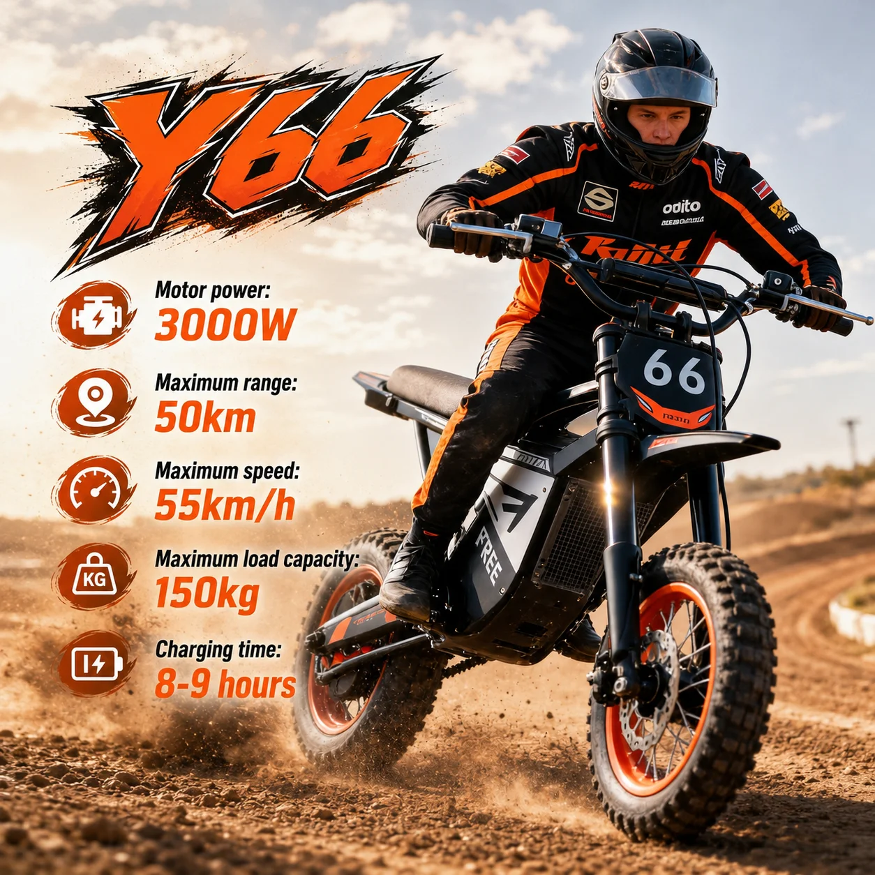 FREEBOY Adult Electric Motorcycle, 12"+10" Off-Road Pneumatic Tires, 48V/30Ah Battery, 55km/h High Speed, Hydraulic Disc Brake, Dual Shock Absorption For Urban & Off-Road Commute
FREEBOY Adult Electric Motorcycle, 12"+10" Off-Road Pneumatic Tires, 48V/30Ah Battery, 55km/h High Speed, Hydraulic Disc Brake, Dual Shock Absorption For Urban & Off-Road Commute