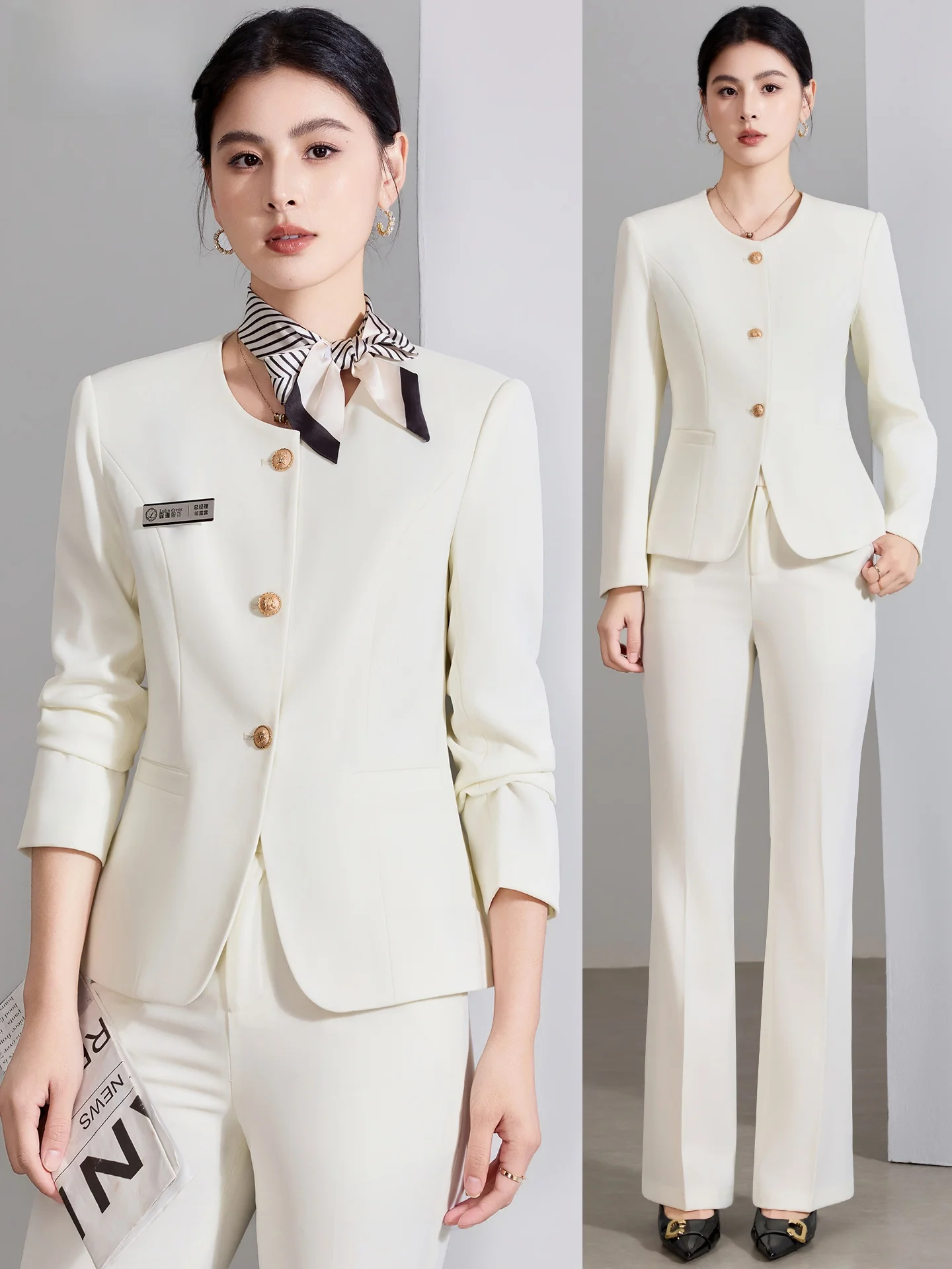 Milk White Women's Suit Set Spring Autumn New Style Hotel Front Desk Reception Workwear Jewelry Store Uniform Commute Style
Milk White Women's Suit Set Spring Autumn New Style Hotel Front Desk Reception Workwear Jewelry Store Uniform Commute Style