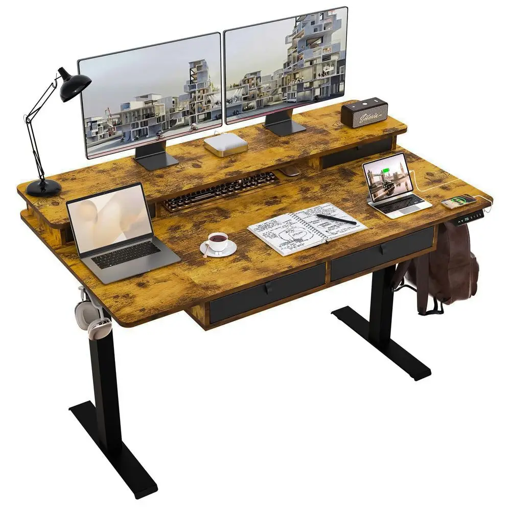 30 Inches Electric Standing Widened Desk Adjustable Height with 4 Drawers, Double Storage Shelves Stand Up Desk, Home Office Wo
30 Inches Electric Standing Widened Desk Adjustable Height with 4 Drawers, Double Storage Shelves Stand Up Desk, Home Office Wo