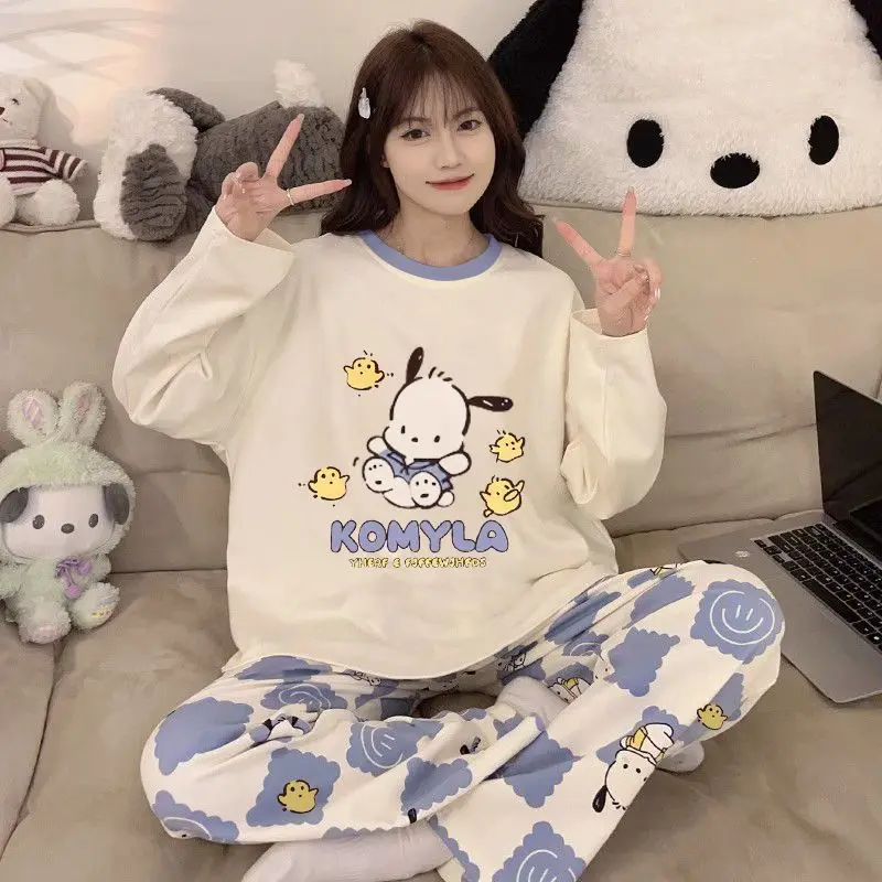 Пижамные комплекты Pochacco для молодых девушек, кавайные мультяшные студенческие весенне-осенние комплекты для отдыха с длинными рукавами, длинные штаны, домашняя одежда с круглым вырезом, новинка
Пижамные комплекты Pochacco для молодых девушек, кавайные мультяшные студенческие весенне-осенние комплекты для отдыха с длинными рукавами, длинные штаны, домашняя одежда с круглым вырезом, новинка