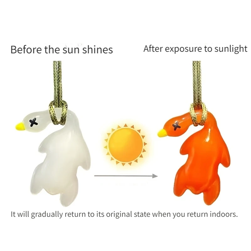 Color-Changing Roast Duck Pendant, UV Sunlight Sensitive Color Changing Decor, Cute Creative Car Interior Ornament Gift
Color-Changing Roast Duck Pendant, UV Sunlight Sensitive Color Changing Decor, Cute Creative Car Interior Ornament Gift