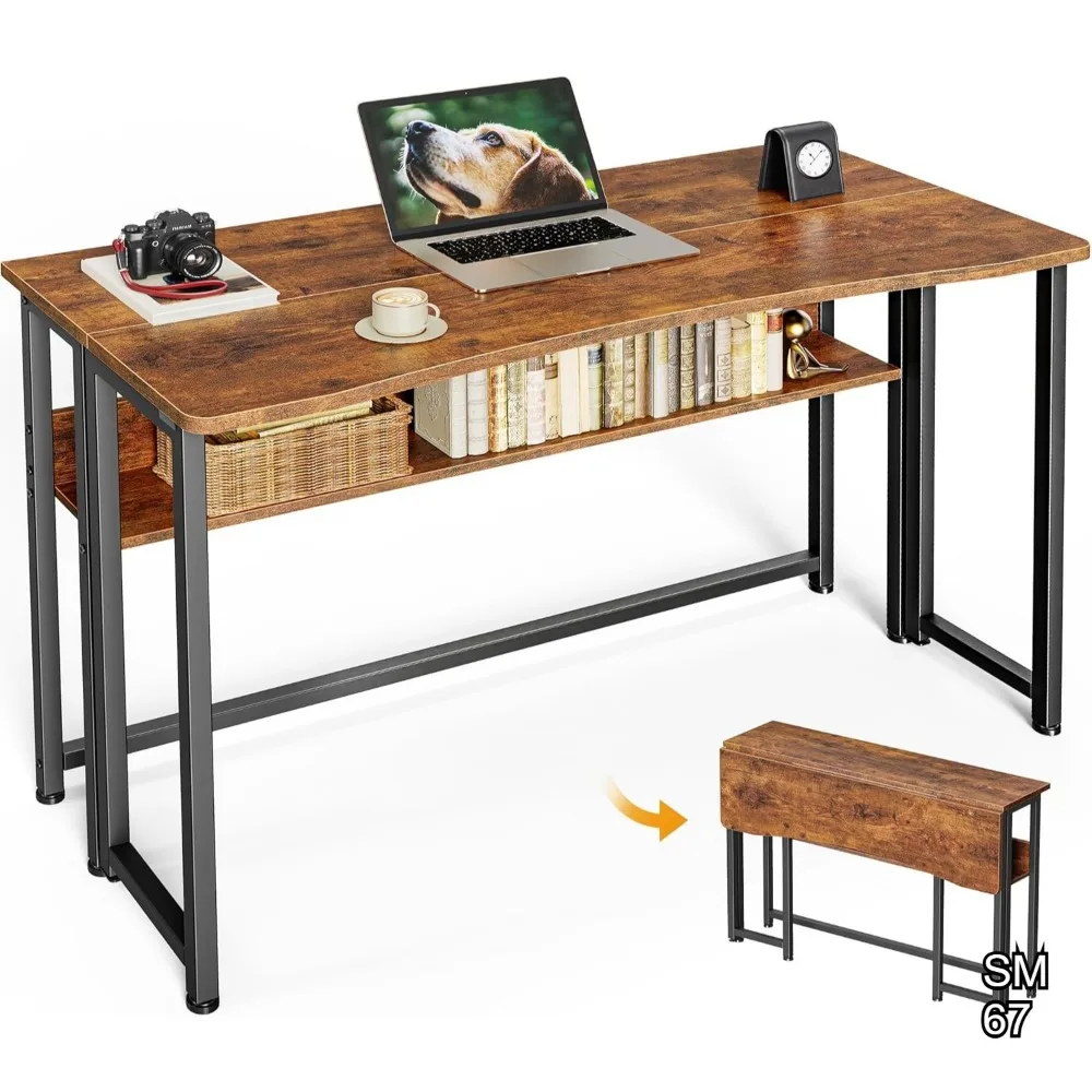 39.3 Inch Foldable Computer Desk with Storage Shelf, Space Saving Office Table for Small Spaces, Rustic Brown
39.3 Inch Foldable Computer Desk with Storage Shelf, Space Saving Office Table for Small Spaces, Rustic Brown