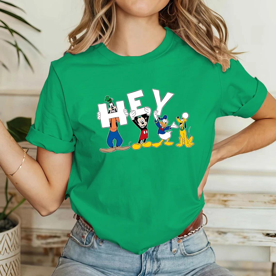 New Women's Disney Family Happy Holiday Mickey Mouse and Donald Duck Printed T-Shirt Funny travel Graphic Casual Green Shirt
New Women's Disney Family Happy Holiday Mickey Mouse and Donald Duck Printed T-Shirt Funny travel Graphic Casual Green Shirt