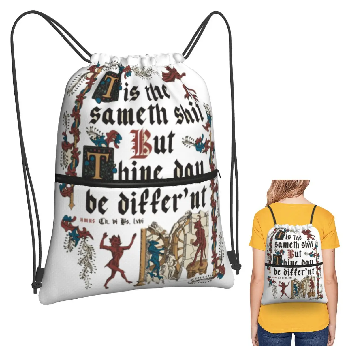 Same Shit Medieval Style English History Backpacks Portable Drawstring Bundle Pocket Sports Bag Book Bags for Travel School
Same Shit Medieval Style English History Backpacks Portable Drawstring Bundle Pocket Sports Bag Book Bags for Travel School