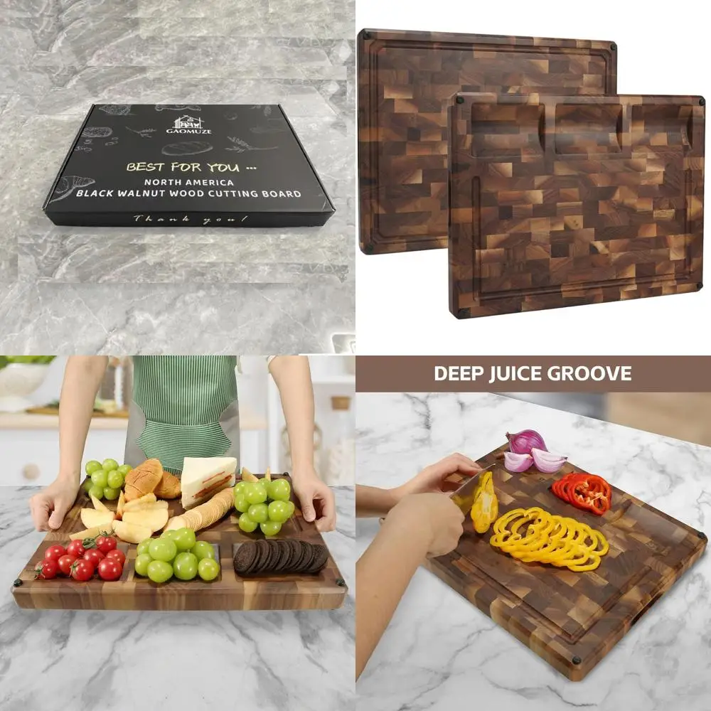 Double-Sided 17x13x1.5in Black Walnut Cutting Board with Juice Grooves, Handles, and Non-Slip Pads - Gift Box
Double-Sided 17x13x1.5in Black Walnut Cutting Board with Juice Grooves, Handles, and Non-Slip Pads - Gift Box