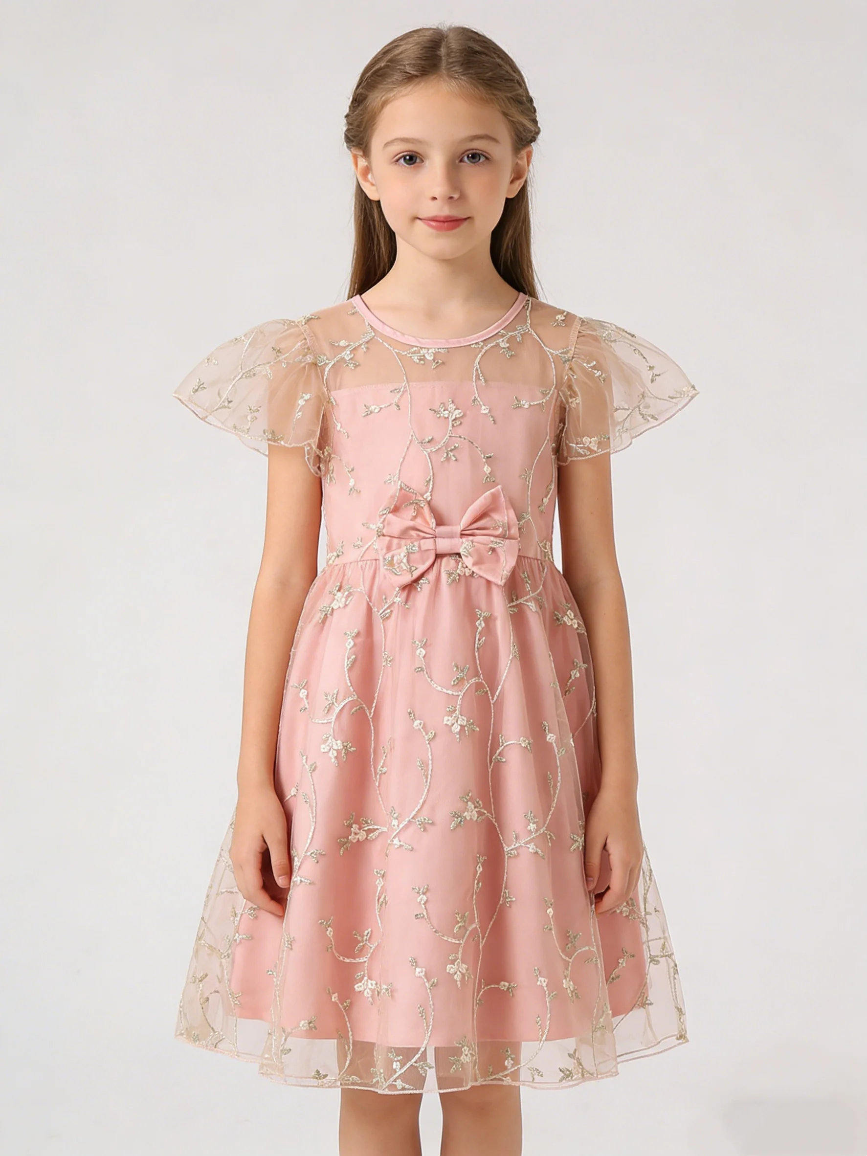 Fashionable Summer Girl Sweet And Lovely Fairy Style Flying Sleeve Round Neck Flower Embroidery Mesh Dress
Fashionable Summer Girl Sweet And Lovely Fairy Style Flying Sleeve Round Neck Flower Embroidery Mesh Dress