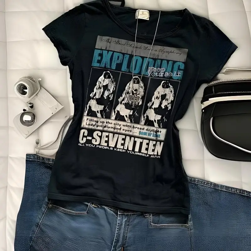 American pure cotton retro gothic summer printed short sleeved shoulder new top t shirt women clothing shirts for women
American pure cotton retro gothic summer printed short sleeved shoulder new top t shirt women clothing shirts for women