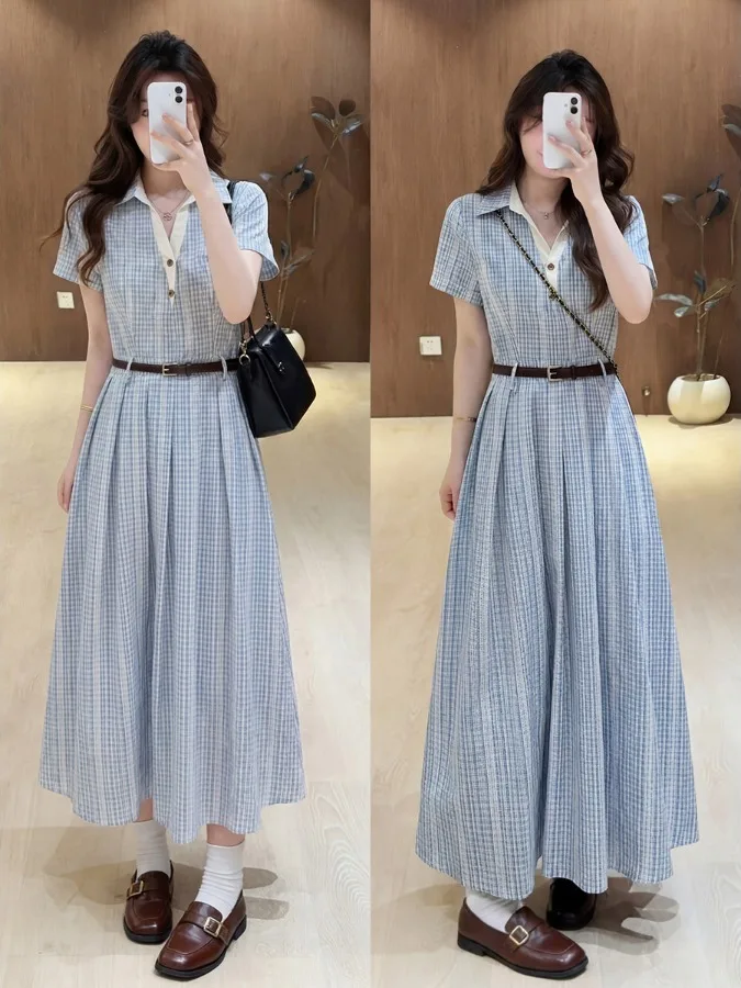 plus Size Loose Fashion Simple Stylish Blue Checkered Short Sleeve Long Dress Slimming A-Line Casual High Waist Workwear
plus Size Loose Fashion Simple Stylish Blue Checkered Short Sleeve Long Dress Slimming A-Line Casual High Waist Workwear
