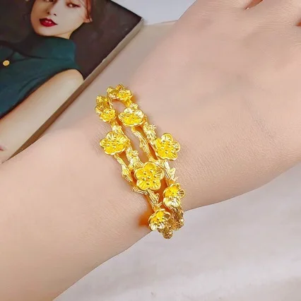 AU999 24K Gold "Peach Blossom" Bracelet | Hollow - carved pearl - set flowers, engraved patterns, easy clasp, delicate & poetic
AU999 24K Gold "Peach Blossom" Bracelet | Hollow - carved pearl - set flowers, engraved patterns, easy clasp, delicate & poetic