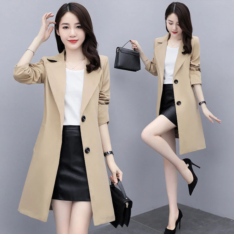 Windbreaker Women's Long British Style Coat High-end Korean Loose Coat Spring Autumn New Temperament Fashion Casual Trench Coats
Windbreaker Women's Long British Style Coat High-end Korean Loose Coat Spring Autumn New Temperament Fashion Casual Trench Coats