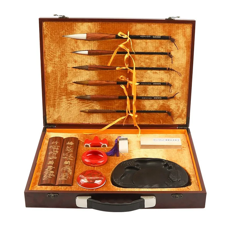 Study Four Treasures Gift Box Set Brush Set Beginner Pen, Ink Paper Inkstone Table Adult Introduction