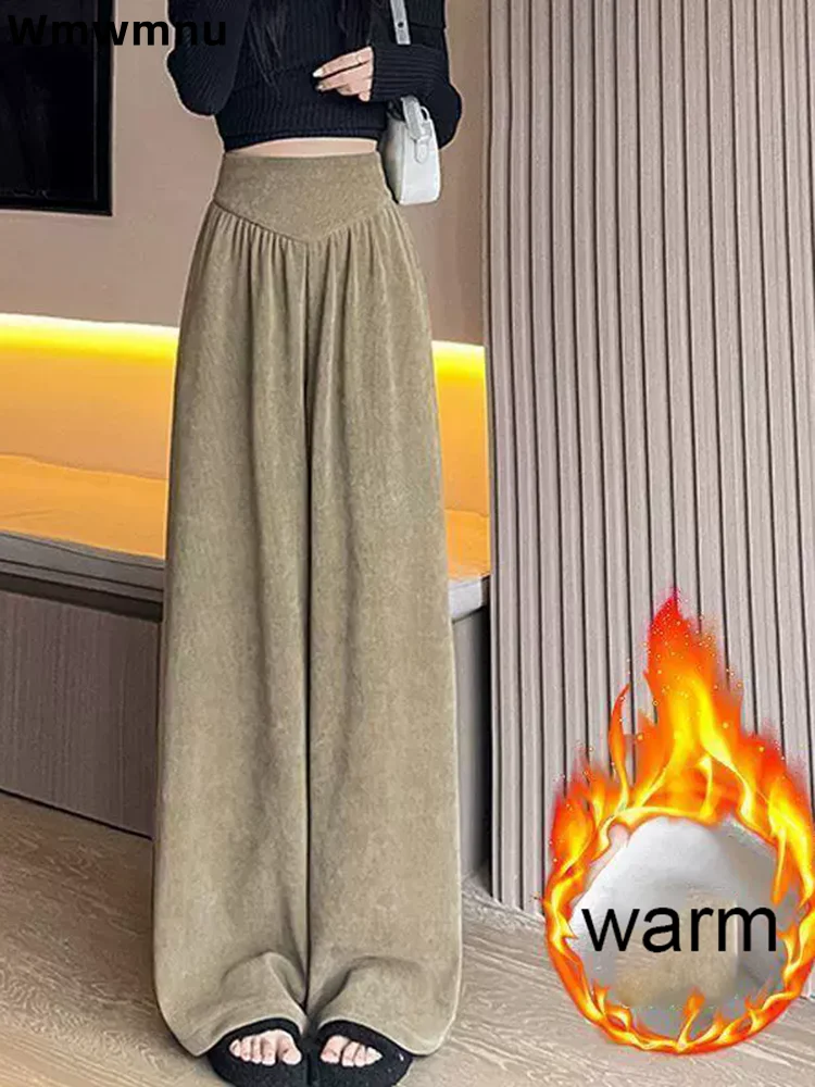 Утолщенные плюшевые теплые брюки с высокой талией, мешковатые широкие эластичные брюки, женские повседневные модные прямые брюки
Утолщенные плюшевые теплые брюки с высокой талией, мешковатые широкие эластичные брюки, женские повседневные модные прямые брюки
