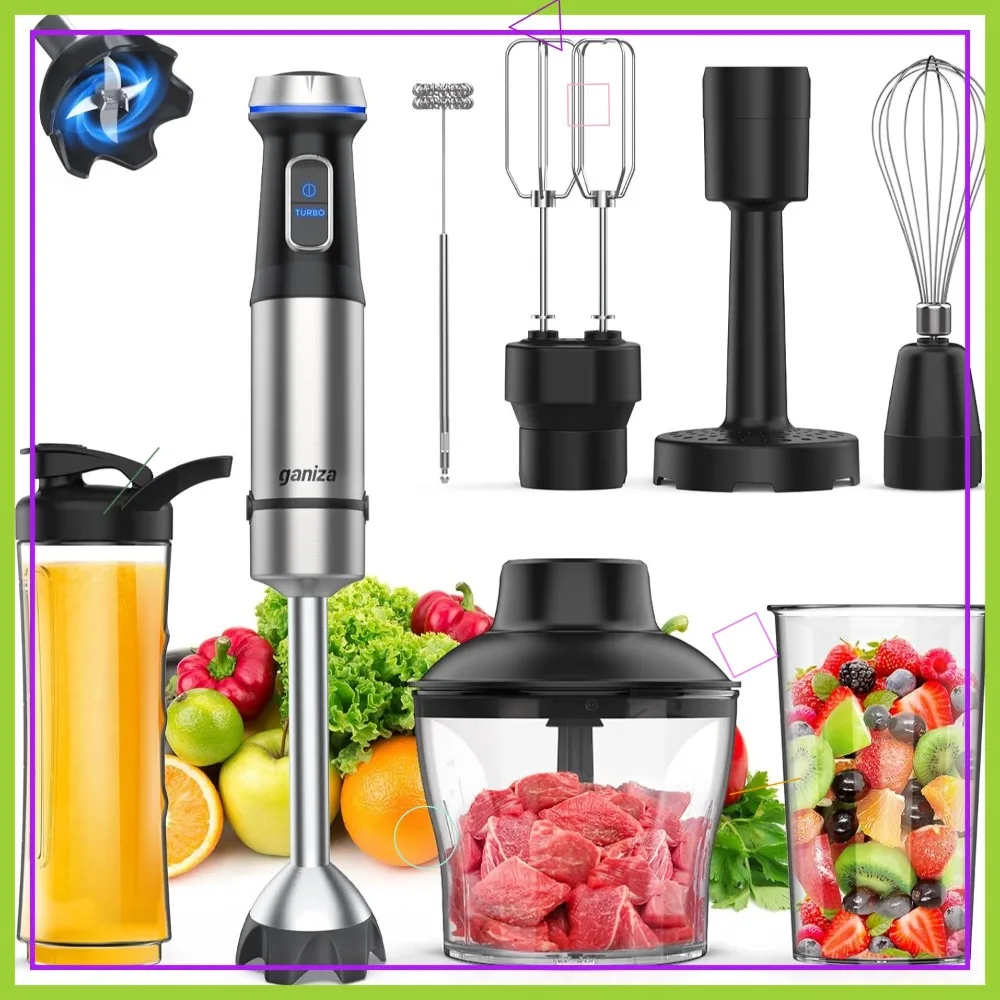 1000W 8-in-1 Immersion Blender with 16 Speeds, Chopper, Whisk, Frother, Masher & Portable Bottle
1000W 8-in-1 Immersion Blender with 16 Speeds, Chopper, Whisk, Frother, Masher & Portable Bottle