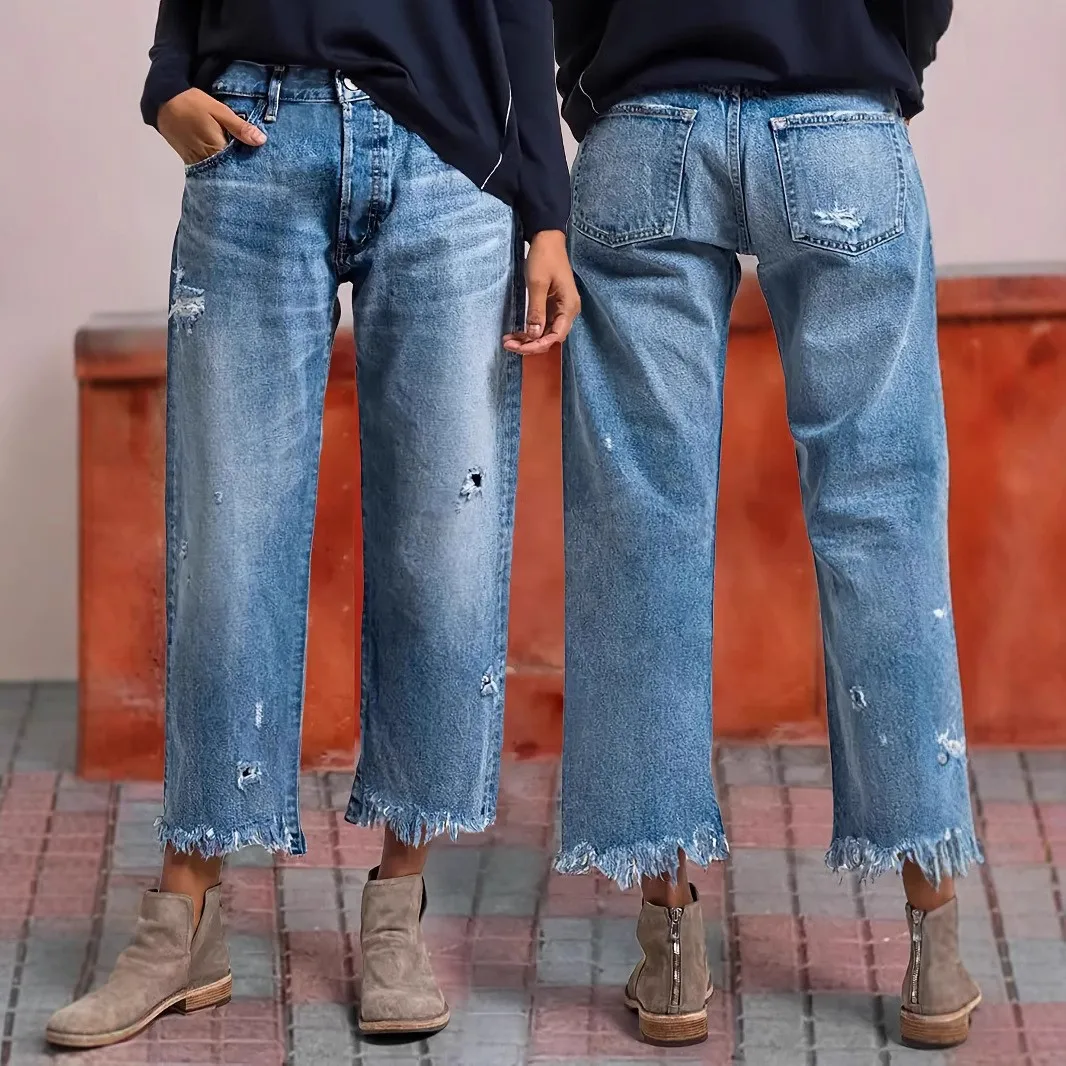 2026 New Fashion Women's Navy Slim Straight Casual Trendy Daily Simple Hole Patched Denim Trousers Female Jeans Pants Clothes
2026 New Fashion Women's Navy Slim Straight Casual Trendy Daily Simple Hole Patched Denim Trousers Female Jeans Pants Clothes