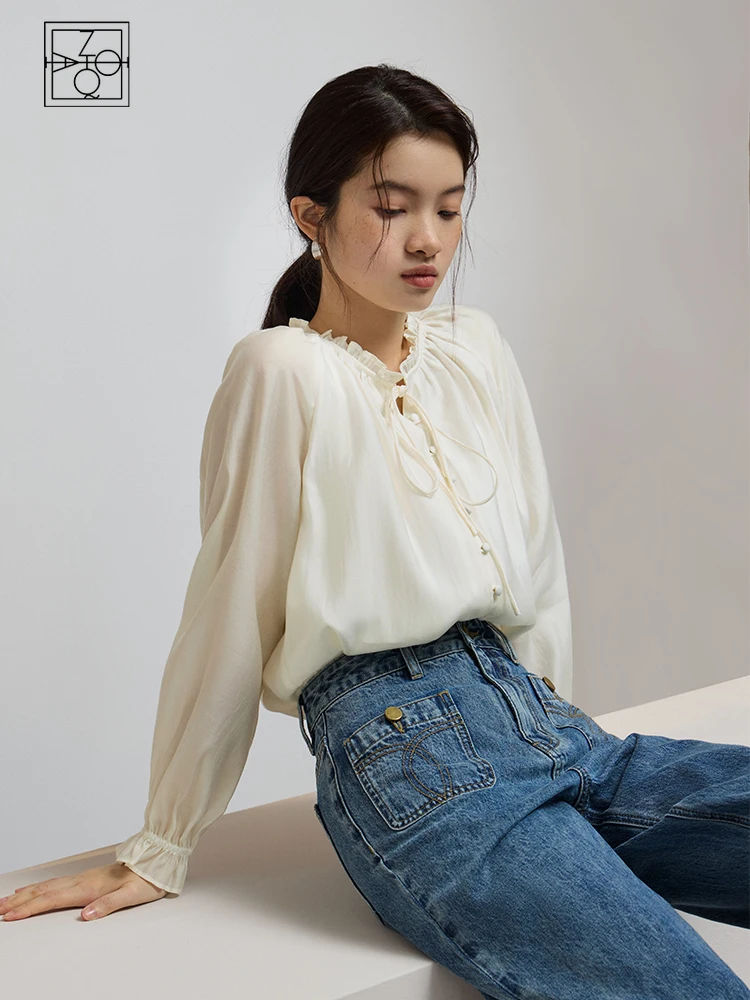ZIQIAO Women French Style Commute Lyocell Shirts Autumn Long Sleeve Solid Wood Ears Neck Female Blouses Thin Raglan Sleeve Tops
ZIQIAO Women French Style Commute Lyocell Shirts Autumn Long Sleeve Solid Wood Ears Neck Female Blouses Thin Raglan Sleeve Tops