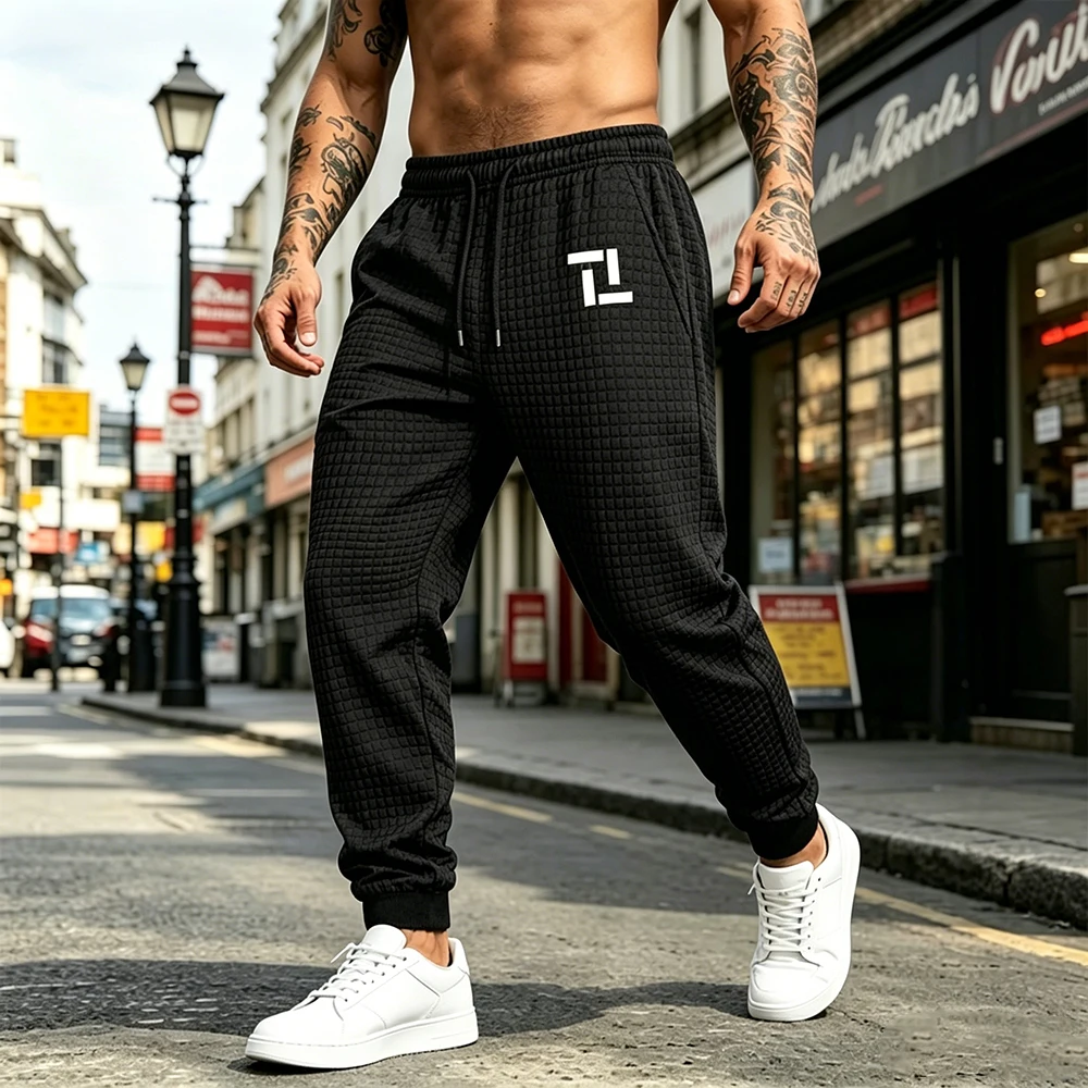 Men’s Black Waffle Grid Running Gym Pants Geometric Block Print Elastic Drawstring Waist Outdoor Casual Sports Workout Trousers
Men’s Black Waffle Grid Running Gym Pants Geometric Block Print Elastic Drawstring Waist Outdoor Casual Sports Workout Trousers
