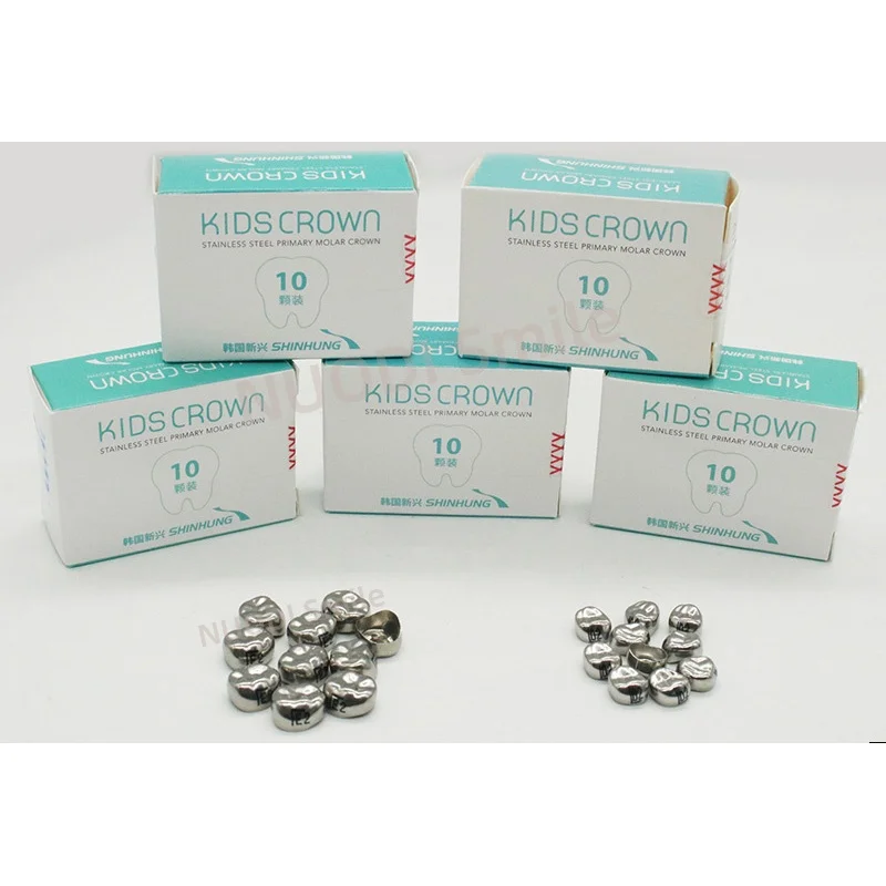 10Pcs/box SHINHUNG Dental Kids Primary Molar Crown Refill Stainless Steel Pediatric Crowns Upper/Lower Right/Left 1st 2nd Molar
10Pcs/box SHINHUNG Dental Kids Primary Molar Crown Refill Stainless Steel Pediatric Crowns Upper/Lower Right/Left 1st 2nd Molar