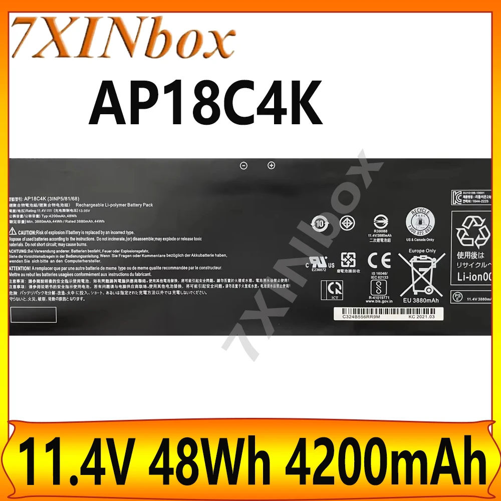 7XINbox AP18C4K 11.4V 48Wh 4200mAh Laptop Battery for Acer Aspire 5 A515-43 A515-44G A515-54G A515-43G SF314-57G SF314-57
7XINbox AP18C4K 11.4V 48Wh 4200mAh Laptop Battery for Acer Aspire 5 A515-43 A515-44G A515-54G A515-43G SF314-57G SF314-57