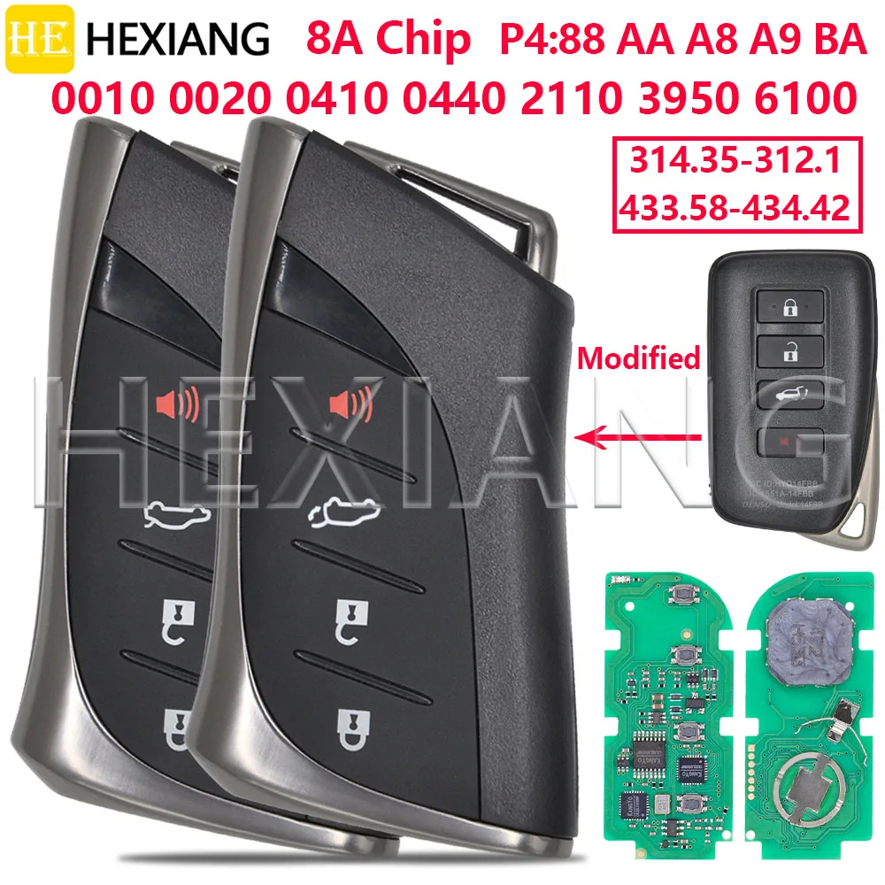 HE Board:0010 0020 0410 0440 2110 3950 6100 8A Chip 314 433 MHz Car Remote Key For Lexus ES LC LS RX GS IS LX GX NX UX 2012+
HE Board:0010 0020 0410 0440 2110 3950 6100 8A Chip 314 433 MHz Car Remote Key For Lexus ES LC LS RX GS IS LX GX NX UX 2012+