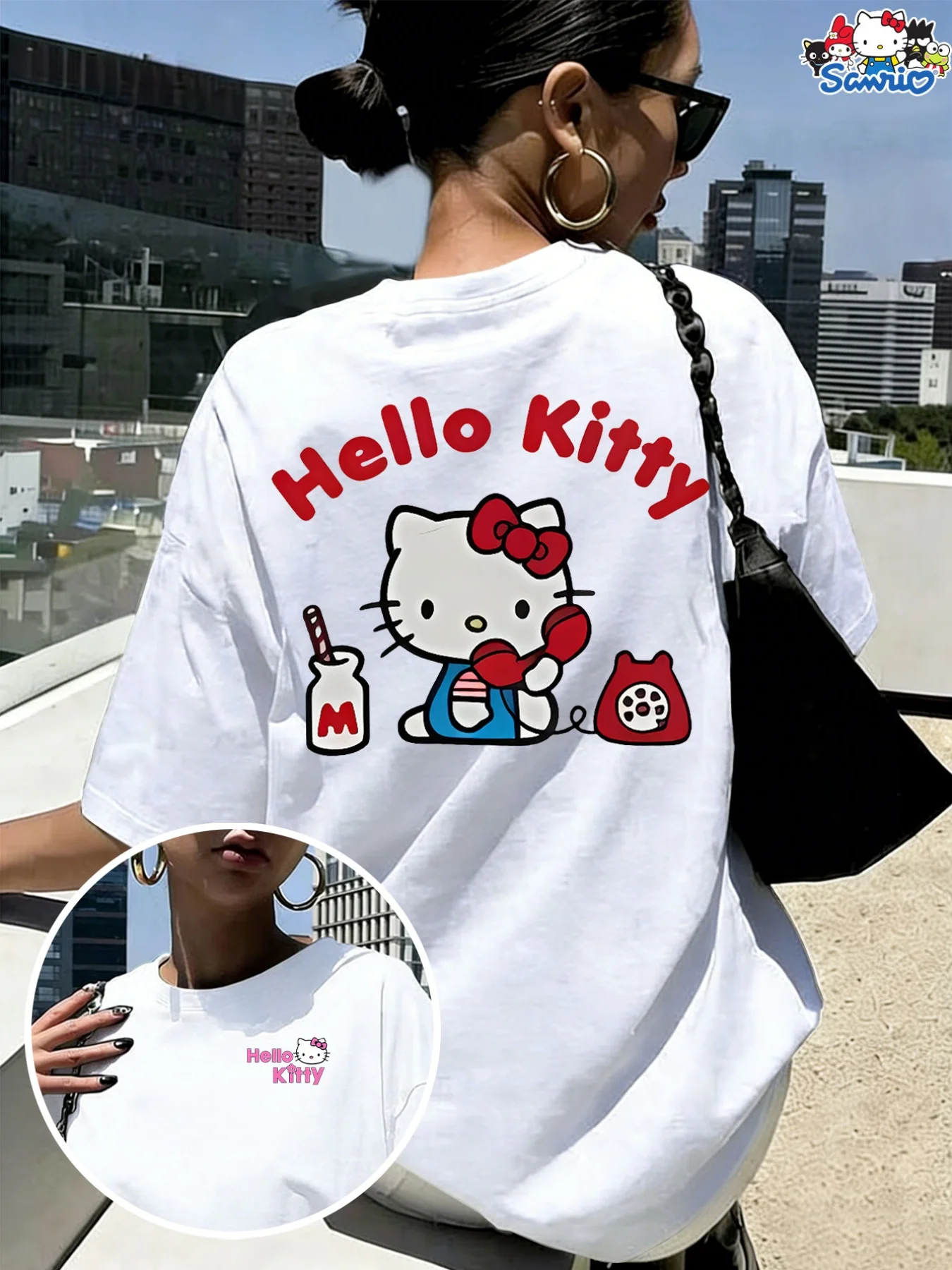 Летняя футболка оверсайз Hello Kitty 2026, высокое качество, 100% хлопок, белая, с ретро-принтом телефона, унисекс, повседневная, в стиле Y2K
Летняя футболка оверсайз Hello Kitty 2026, высокое качество, 100% хлопок, белая, с ретро-принтом телефона, унисекс, повседневная, в стиле Y2K
